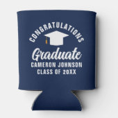 Navy Blue White Custom Graduation Party Blikjeskoeler (Achterkant)