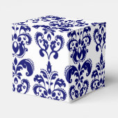 Navy Blue, White  Damask Pattern 2 Bedankdoosjes (Achterkant)