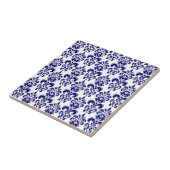 Navy Blue, White Damask Pattern 2 Tegeltje (Zijkant)