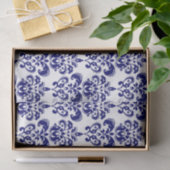 Navy Blue, White  Damask Pattern 2 Tissuepapier (Geschenk)