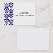 Navy Blue, White Damask Pattern 2 Visitekaartje (Voorkant / Achterkant)