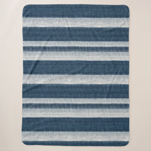 Navy Blue White Denim Jean Stripes Kerstmis Sherpa Deken