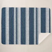 Navy Blue White Denim Jean Stripes Kerstmis Sherpa Deken (Voorkant (horizontaal))