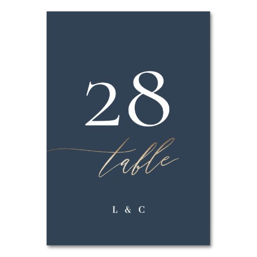 Navy Blue White Elegant Gold Classic Weddenschap Kaart (Achterkant)