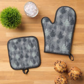 Navy Blue White en Faux Glitter Bomen Ovenwant & Pannenlap Set (Top down)