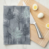 Navy Blue White en Faux Glitter Bomen Theedoek (Quarter Fold)