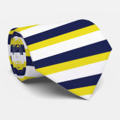 Navy Blue White en Maize horizontaal gestreept Str Stropdas (Opgerold)