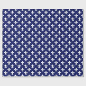 Navy Blue White Fleur de Lis Pattern Cadeaupapier (Vlak)