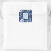 Navy Blue & White Floral Wedding Vierkante Sticker (Tas)