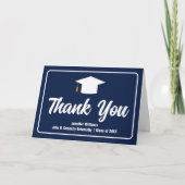 Navy Blue White Formal Gepersonaliseerd Afstuderen Bedankkaart (Voorkant)