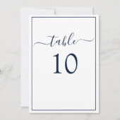 Navy Blue White Formele Elegant Table Number Kaart (Voorkant)