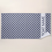 Navy Blue & White Geometric Circles Pattern Strandlaken (Voorkant)