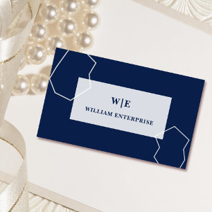 Navy Blue & White Geometrische Classic visitekaart Visitekaartje