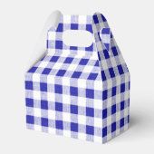 Navy Blue White Gingham Pattern Bedankdoosjes (Achterkant)