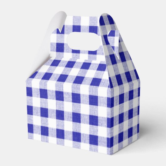 Navy Blue White Gingham Pattern Bedankdoosjes (Voorkant Zijde)