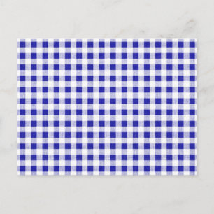 Navy Blue White Gingham Pattern Briefkaart