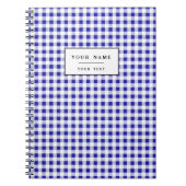 Navy Blue White Gingham Pattern Notitieboek (Voorkant)