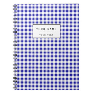 Navy Blue White Gingham Pattern Notitieboek