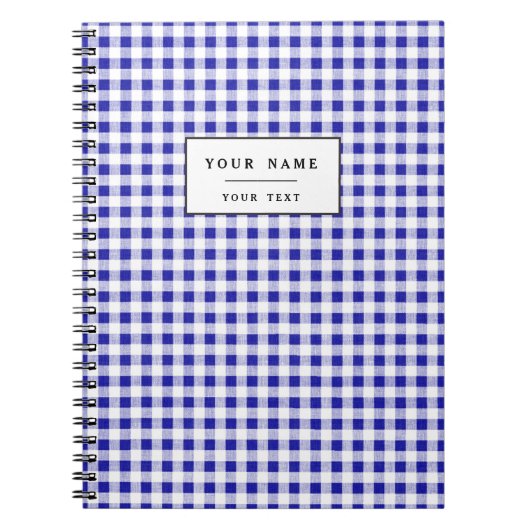 Navy Blue White Gingham Pattern Notitieboek (Voorkant)