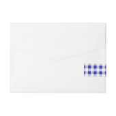 Navy Blue White Gingham Pattern Omwikkelbaar Adreslabel (Achterkant)