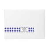 Navy Blue White Gingham Pattern Omwikkelbaar Adreslabel (Voorkant)