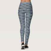 Navy Blue White Grey Gray Stripes Leggings (Achterkant)