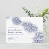Navy Blue White  Hawaii Map Wedding Kaart (Staand voorkant)