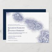 Navy Blue White  Hawaii Map Wedding Kaart (Voorkant / Achterkant)