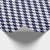 Navy Blue & White Houndstooth Pattern Cadeaupapier (Hoek)
