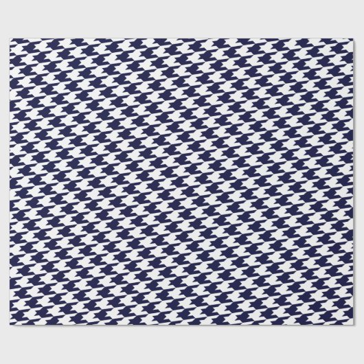 Navy Blue & White Houndstooth Pattern Cadeaupapier (Vlak)