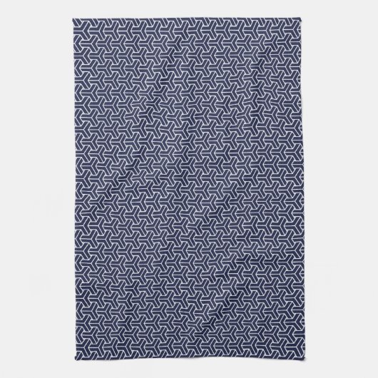 Navy Blue White Japan Bishamon Pattern Theedoek (Verticaal)