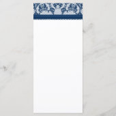 Navy Blue & White Lace Bow Slim Dinner Menu (Achterkant)