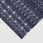 Navy Blue White Lines Tie Dye Traditioneel Patroon Tissuepapier (Detail)