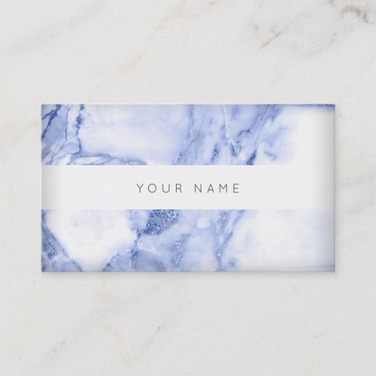 Navy Blue White Marble Vip Abstract Visitekaartje (Voorkant)