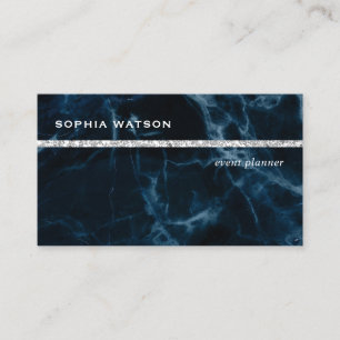 Navy Blue White Marmer Visitekaartje
