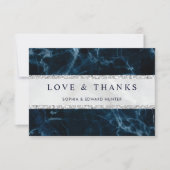 Navy Blue White marmer Weddenschap Hartelijk dank Bedankkaart (Voorkant)