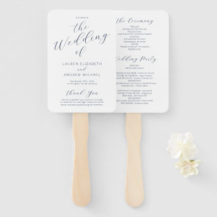 Navy Blue White Modern Calligraphy Wedding Program Handwaaier