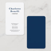 Navy Blue White Modern minimalist Professional Visitekaartje (Voorkant / Achterkant)