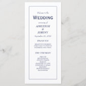 Navy Blue White Modern minimalist Wedding Programma (Voorkant)