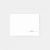 Navy Blue White Modern Script Girly Monogram Naam Post-it® Notes (Voorkant)