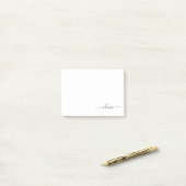 Navy Blue White Modern Script Girly Monogram Naam Post-it® Notes (Op bureau)