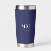 Navy blue white monogram initiaal name geïsoleerde drinkbeker (Voorkant)