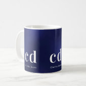 Navy blue white monogram initiaal name koffiemok (Voorkant links)