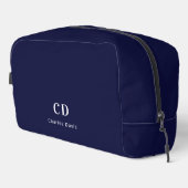 Navy blue white monogram initiaal name toilettasje (Rechterhoek)