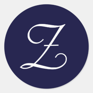 Navy Blue & White Monogram Initiaal zegels "Z"