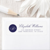Navy Blue White Monogram Return Address Labels (Insitu)