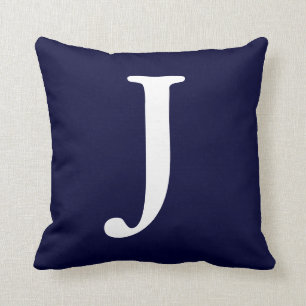 Navy Blue White Monogrammed J Sierkussen