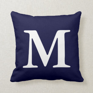 Navy Blue White Monogrammed M Sierkussen