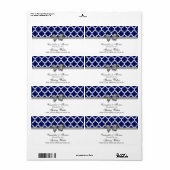 Navy Blue, White Moroccan Grey Party Water Label (Full Sheet)