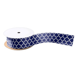 Navy Blue White Moroccan Quatrefoil Pattern #5 Lint